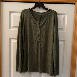 Green Long Sleeve Henley Shirt